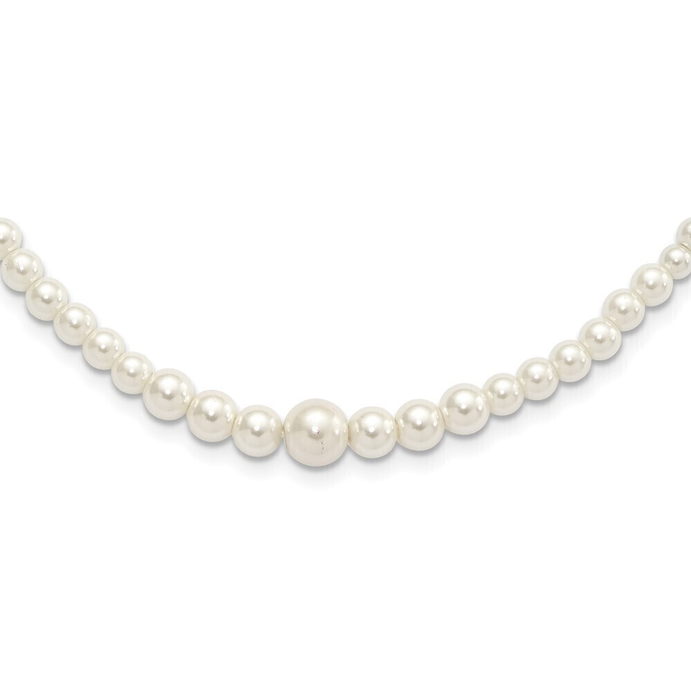1928 Clasp 2mm to 8mm Ivory Imitation Pearl Graduated Strand 18 inch Necklace